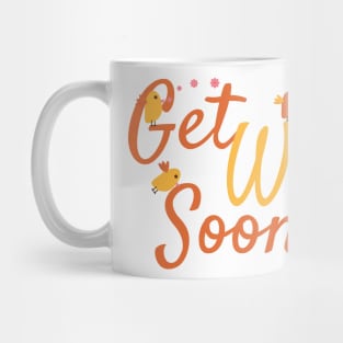 Get Well Soon Greeting with Cute Birds and Flowers Mug